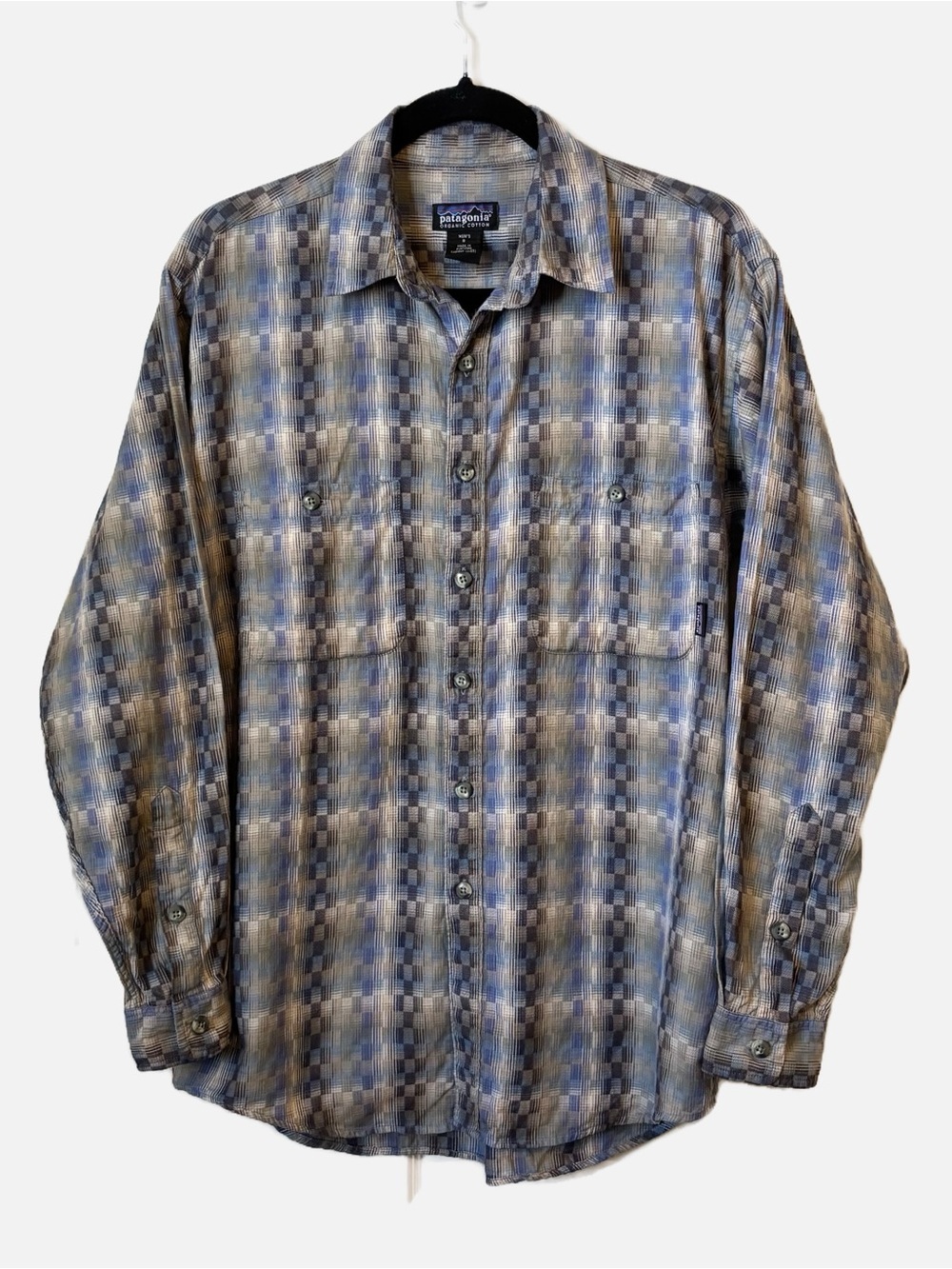 Patagonia Organic Cotton Checked Button-Up Long Sleeve Shirt Mens Small Gorpcore